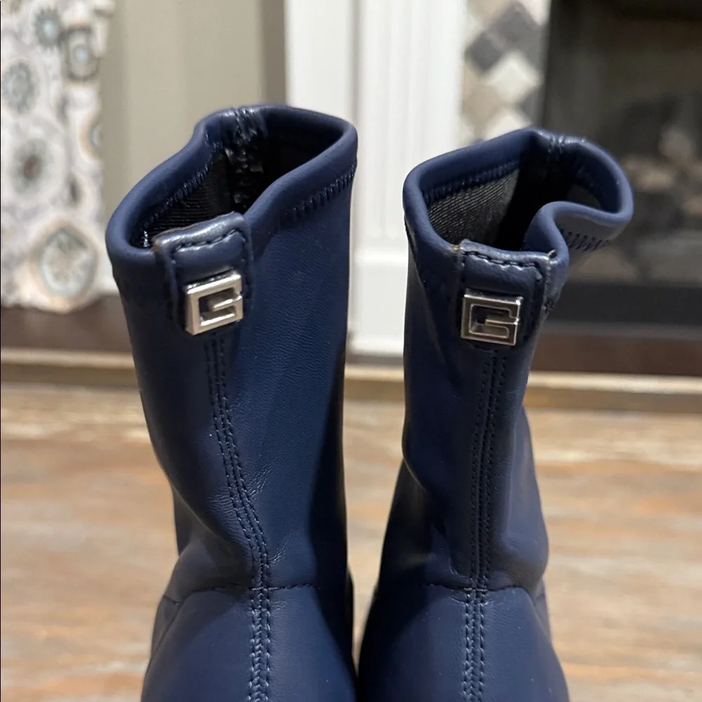 New Guess Women's Caballa Platform Block Heel Boots Blue‎ Size 6 Whimsigoth